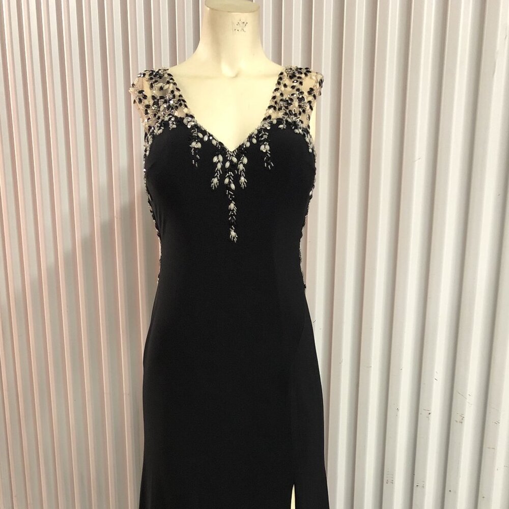 Long Black Rhinestone Dress